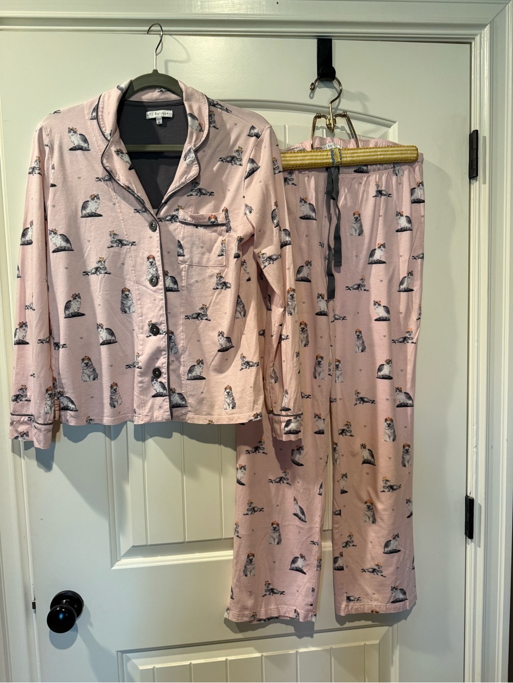 Pink Cat Print Pajama Set